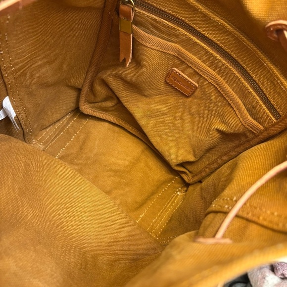 MADEWELL Brown Canvas SOMERSET Drawstring Leather Strap Backpack - Picture 10 of 10